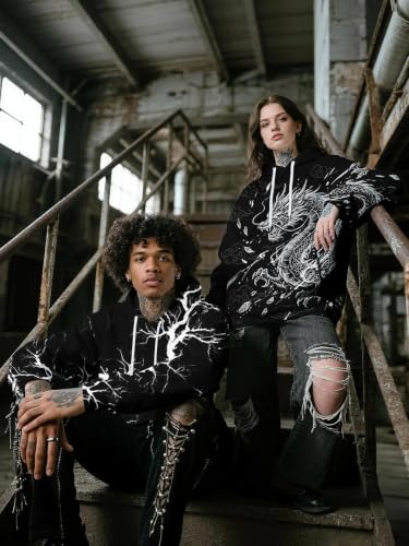 Graphic Hoodies for Men Sweatshirt Pullover Cool Anime Camo Spider Design