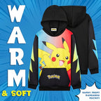 Pokemon Hoodie for Boys & Teens Hooded Sweatshirt Warm Anime Pikachu Sweater