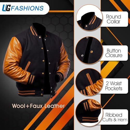Unisex Varsity Letterman Jacket College High School Baseball Bomber Coat