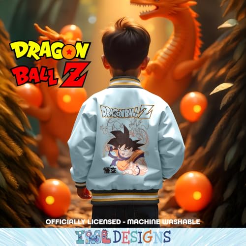 Isaac Morris Limited Dragon Ball Z Boy's Bomber Jacket, Zip-Up Varsity Jacket for Kids and Toddlers