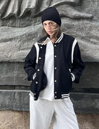Zeagoo Bomber Jacket Women Varsity Casual Button Down Outfits with Pockets