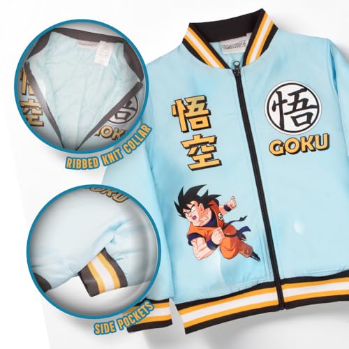 Isaac Morris Limited Dragon Ball Z Boy's Bomber Jacket, Zip-Up Varsity Jacket for Kids and Toddlers