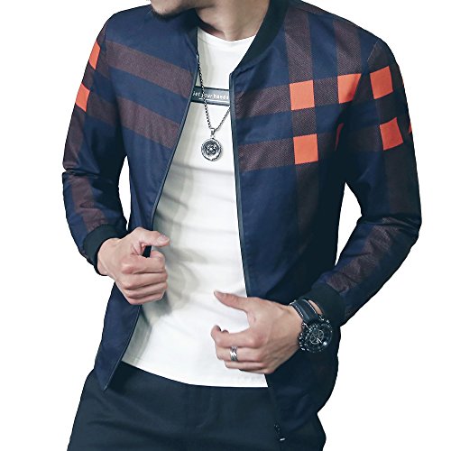 LOGEEYAR Men's Bomber Jacket Casual Lightweight Jacket Color Block Windbreaker Coat with Pocket