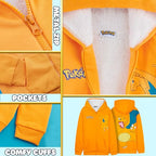 Pokemon Sherpa Fleece Hoodie for Boys, Teens, Ages 7-14, Hooded Zip-Up Sweatshirt, Warm Hoodies, Anime Gifts for Boys