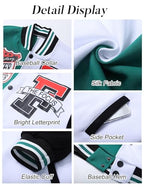 Flygo Womens Cropped Varsity Jacket Colorblock Baseball Streetwear