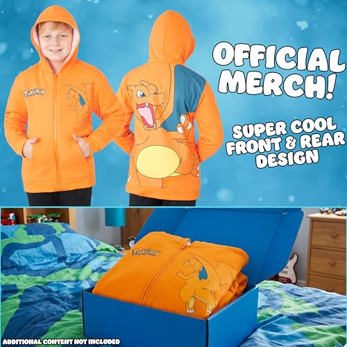 Pokemon Sherpa Fleece Hoodie for Boys, Teens, Ages 7-14, Hooded Zip-Up Sweatshirt, Warm Hoodies, Anime Gifts for Boys
