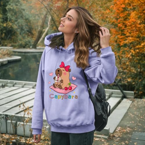 Pairxily Cute Capybara Graphic Hoodies for Teens Kawaii Cartoon Printed Hoodie Anime Hooded Sweatshirt Fleece Pullover