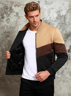 HYPESTFIT Mens Lightweight Jacket Casual Bomber Jacket Color Block Varsity Coat