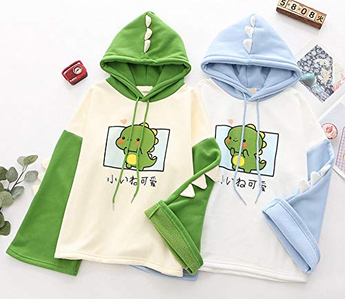 FANCYKIDS Dinosaur Hoodie For Teens Teenagers Oversize Top Sweatshirt Jumper Shirt (Blue)