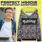 Pokemon Hoodie for Boys Teens Pikachu Hooded Sweatshirt Anime Pullover Top