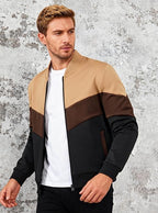 HYPESTFIT Mens Lightweight Jacket Casual Bomber Jacket Color Block Varsity Coat