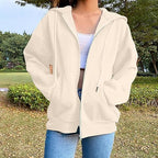 Nantdog Long Sleeve Jackets for Women 2024 Zip Up Y2K Hoodies Fashion Full Zipper Lightweight Sweatshirts Dr
