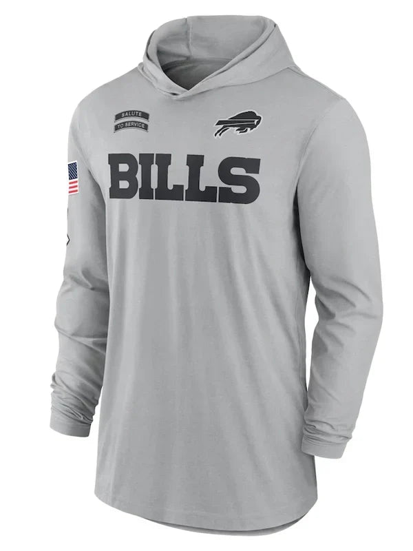 2024 Buffalo Bills Salute to Service Long Sleeve Hooded T-Shirt