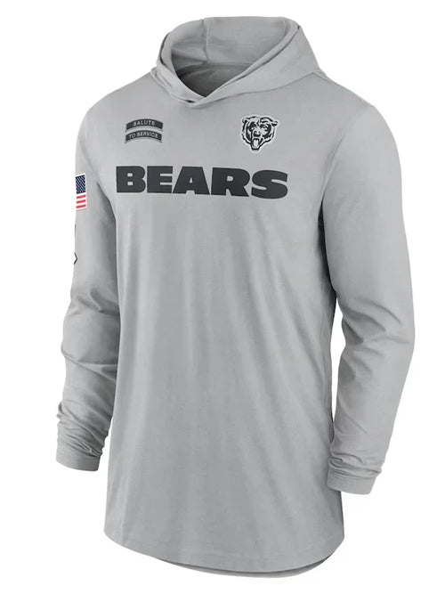 2024 Chicago Bears Salute to Service Long Sleeve Hooded T-Shirt - Recreated Inspired Edition