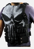 New Handmade Punisher Black Vest - Men's Frank Castle Skull Motorcycle Leather Vest