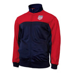 Red and navy jacket with USA emblem on a white background