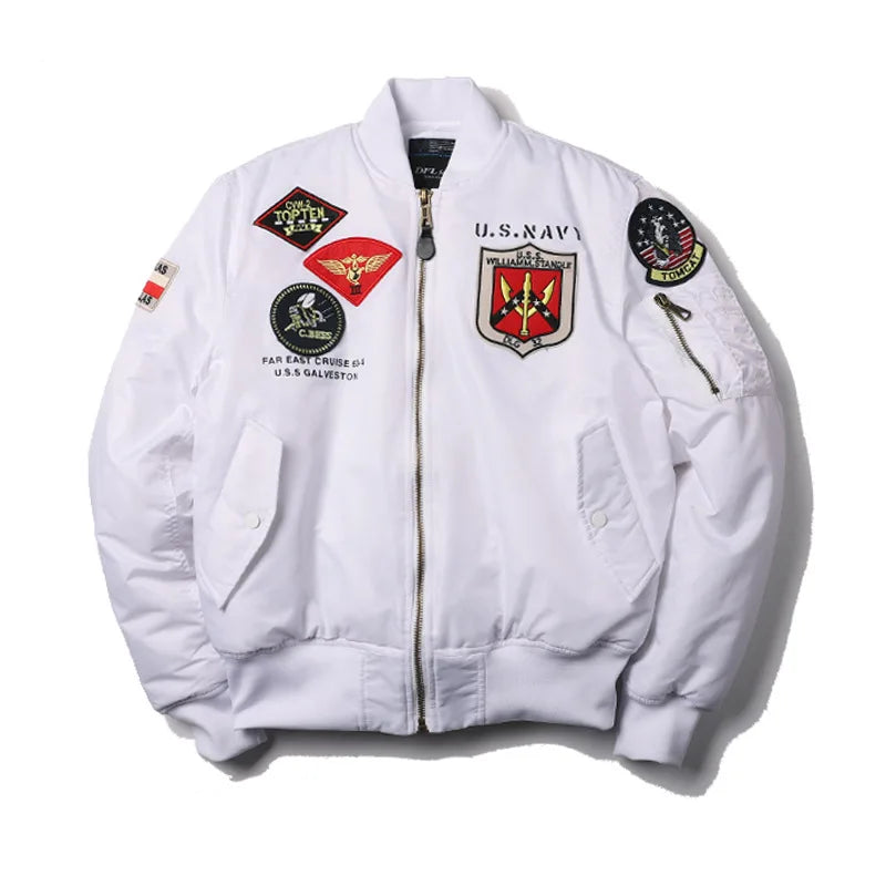 2025 Winter Top Gun Bomber Flight Jacket Windproof Water Resistant MA-1 Air Force Army Vintage Pilot Motorcycle Aviator Varsity