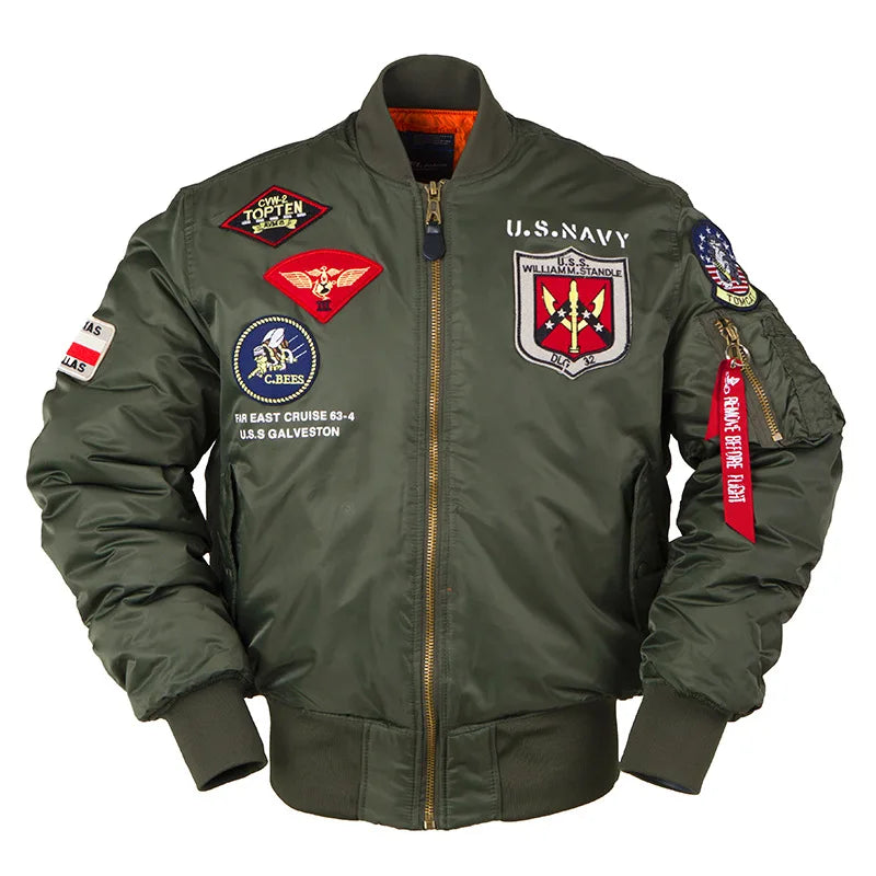 2025 Winter Top Gun Bomber Flight Jacket Windproof Water Resistant MA-1 Air Force Army Vintage Pilot Motorcycle Aviator Varsity
