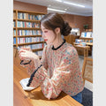 Luxury Floral French Chiffon Blouse Women Long Sleeve Fashion Elegant
