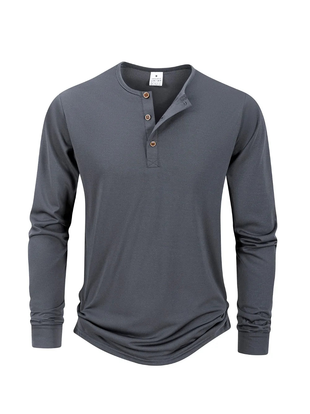 Men's T Shirt Autumn Button Long Sleeve Henley Neck T-Shirt Solid Color Casual Breathable Versatile Tops Fashion Slim T-Shirts