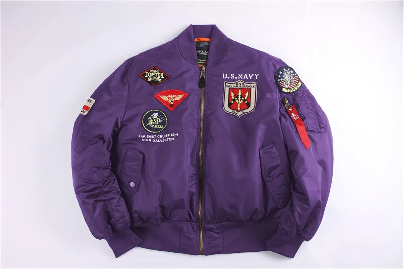 2025 Winter Top Gun Bomber Flight Jacket Windproof Water Resistant MA-1 Air Force Army Vintage Pilot Motorcycle Aviator Varsity