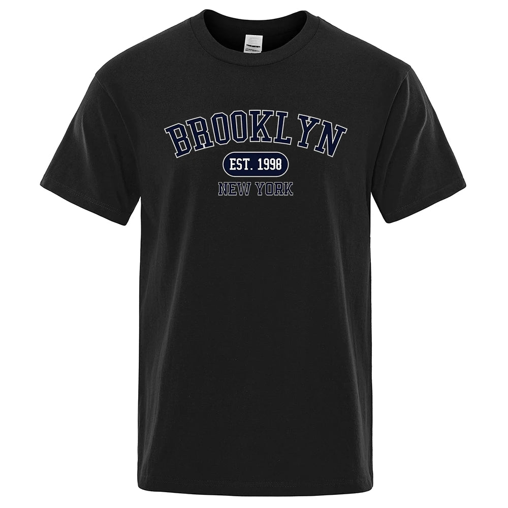 Brooklyn Est.1998 New York Letter Print T Shirts Man Women Casual Short Sleeve Breathable Fashion Tops Cotton Oversized T-Shirts