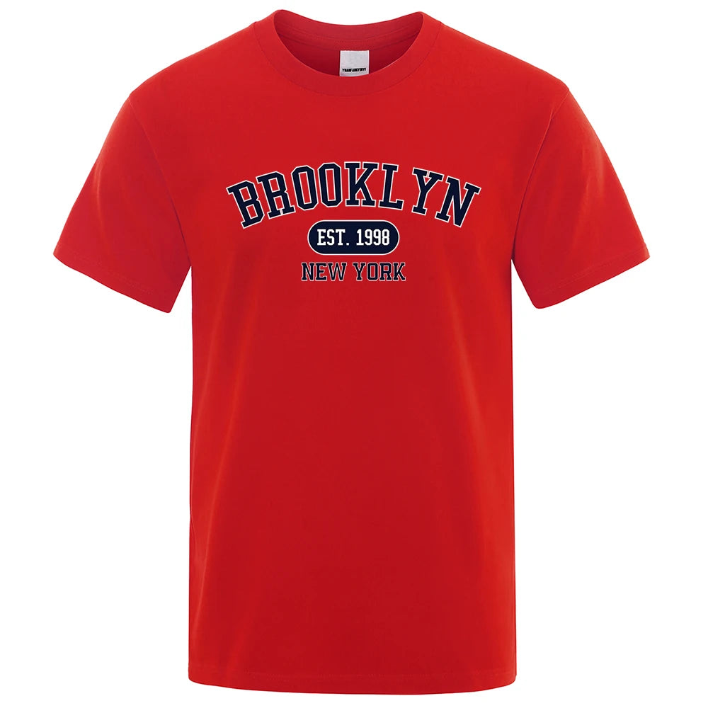 Brooklyn Est.1998 New York Letter Print T Shirts Man Women Casual Short Sleeve Breathable Fashion Tops Cotton Oversized T-Shirts