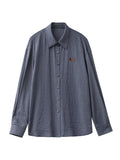 CHIC VEN Women Shirt Long Sleeve Single Breasted New Loose Casual Embroidered Plaid Blouses Retro Female Top Spring Summer 2025