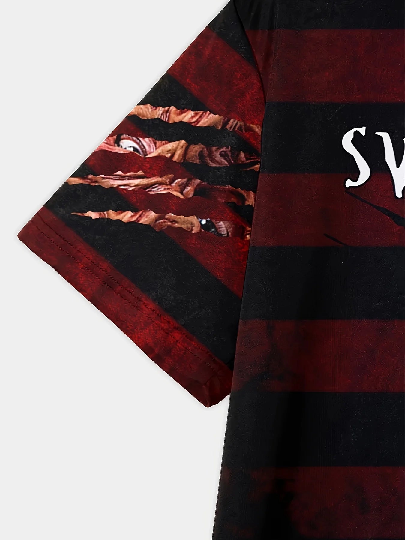 Red Striped T-Shirt For Men Slogan Printed Short Sleeved Top Casual Men's Streetwear Fashionable Vintage Men's Clothing 6xl