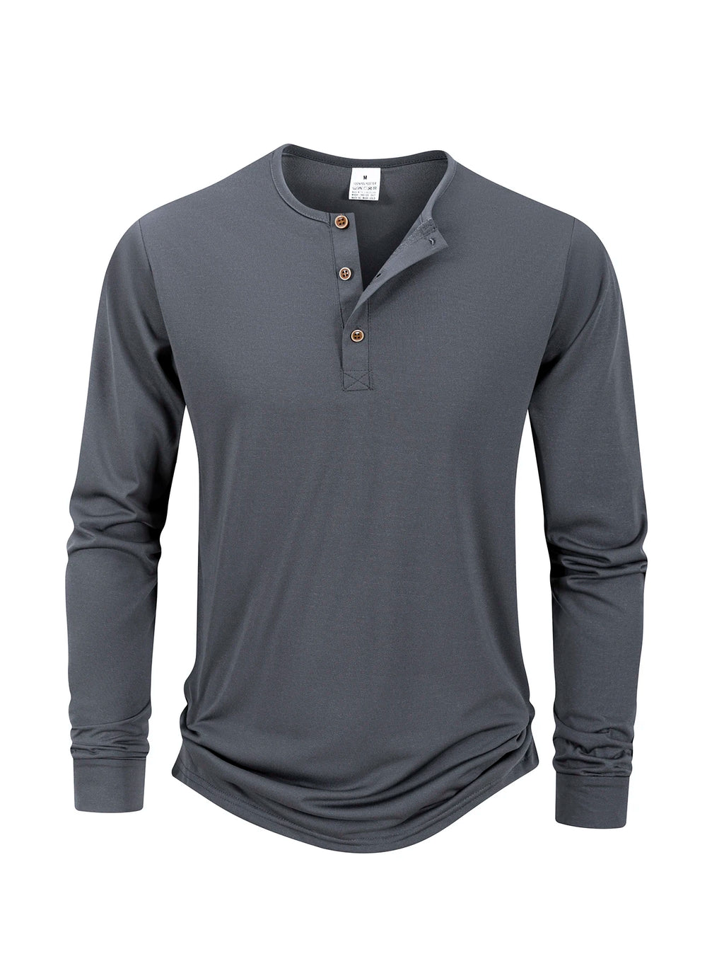 Men's T Shirt Autumn Button Long Sleeve Henley Neck T-Shirt Solid Color Casual Breathable Versatile Tops Fashion Slim T-Shirts