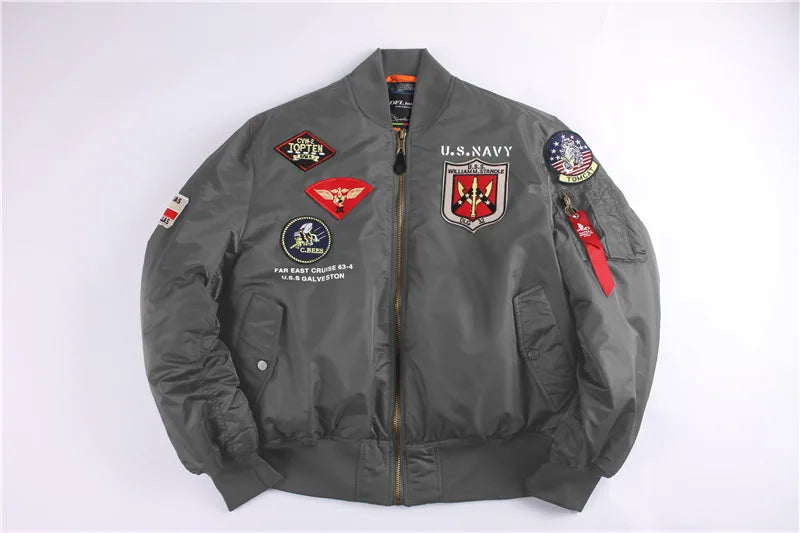 2025 Winter Top Gun Bomber Flight Jacket Windproof Water Resistant MA-1 Air Force Army Vintage Pilot Motorcycle Aviator Varsity