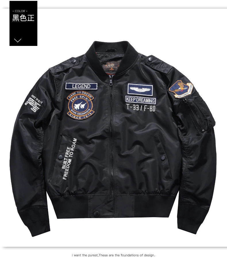 Men's Spring Tactical Army MA-1 Flight Bomber Jacket Male Baseball Varsity College Pilot Air Force Autumn Outwear Coats