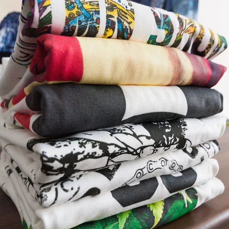 Men's short-sleeved t-shirt, printed with racing cars English graphics loose fit fashionable casual round neck top spring summer