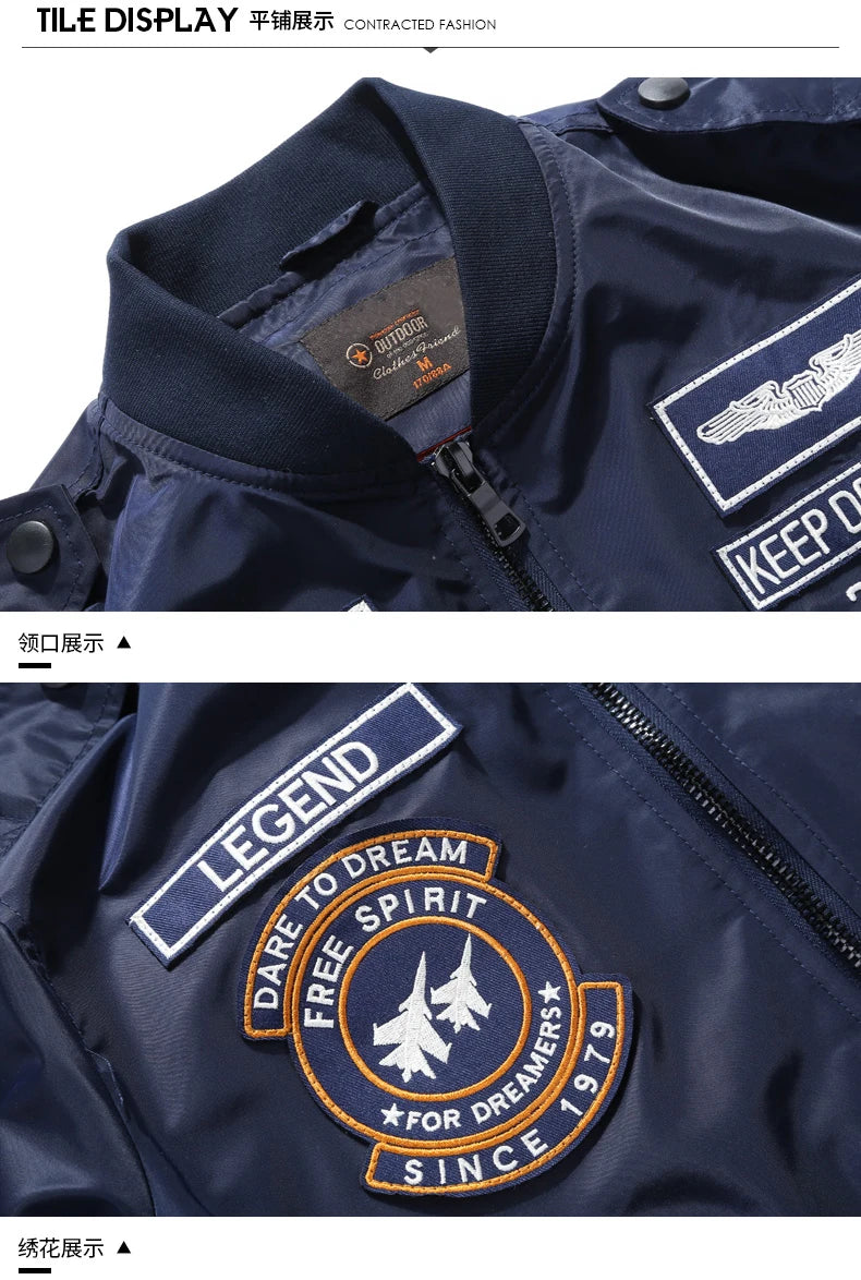 Men's Spring Tactical Army MA-1 Flight Bomber Jacket Male Baseball Varsity College Pilot Air Force Autumn Outwear Coats