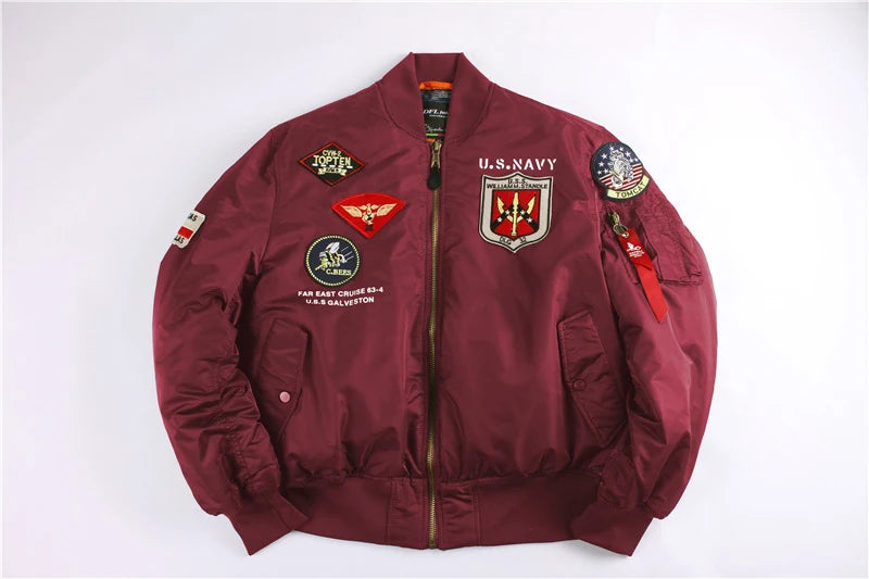 2025 Winter Top Gun Bomber Flight Jacket Windproof Water Resistant MA-1 Air Force Army Vintage Pilot Motorcycle Aviator Varsity