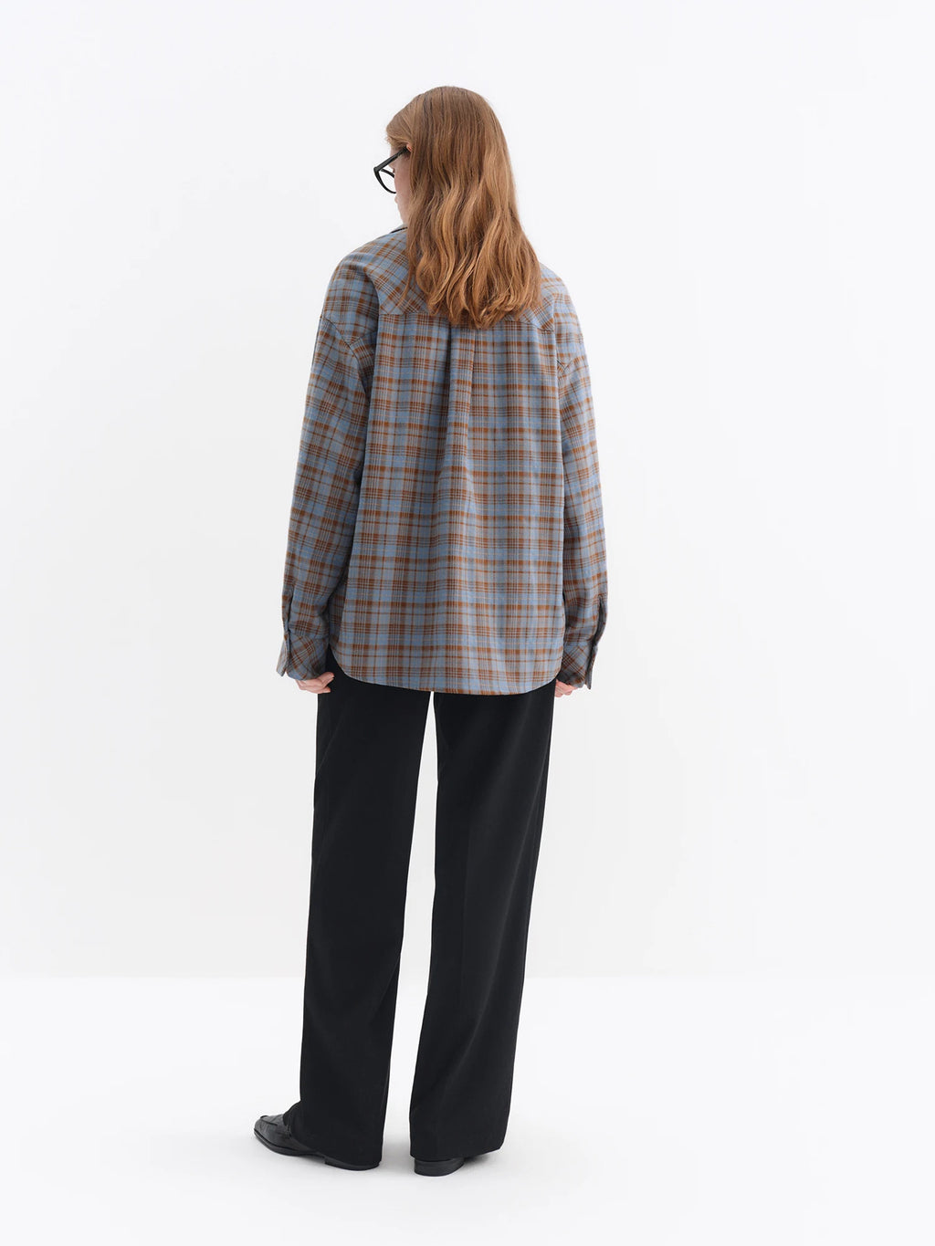 FSLE Brushed Plaid Shirt Women's Winter 2025 New Long Sleeve Plaid Retro Embroidery Shirt Classic Leisure Loose Tops