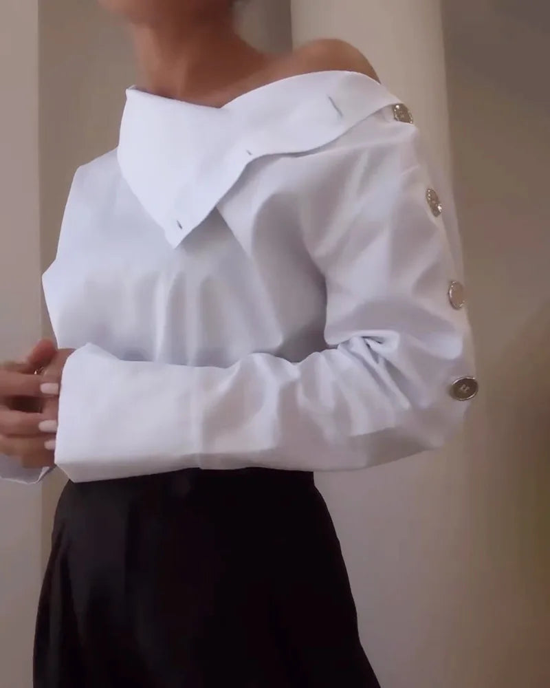 Spring Shirt New Stripe Long Sleeved Top For Women Elegant Office Lady Spliced buttons Pullover Woman Blouse 2025 Blusas