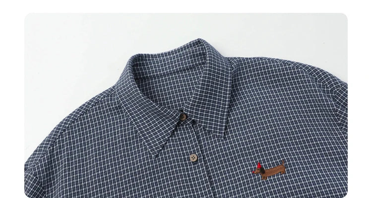 CHIC VEN Women Shirt Long Sleeve Single Breasted New Loose Casual Embroidered Plaid Blouses Retro Female Top Spring Summer 2025