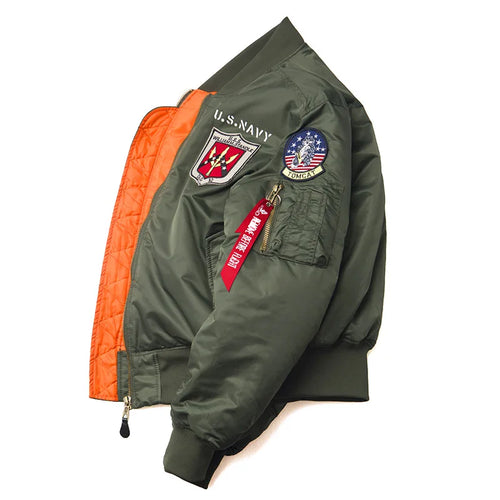 2025 Winter Top Gun Bomber Flight Jacket Windproof Water Resistant MA-1 Air Force Army Vintage Pilot Motorcycle Aviator Varsity