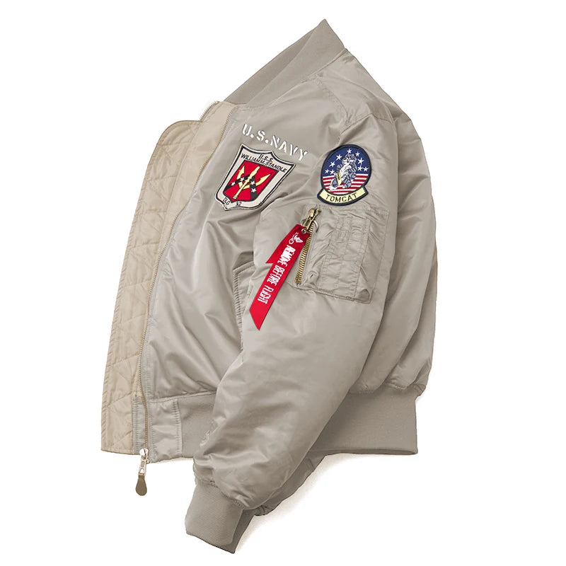2025 Winter Top Gun Bomber Flight Jacket Windproof Water Resistant MA-1 Air Force Army Vintage Pilot Motorcycle Aviator Varsity