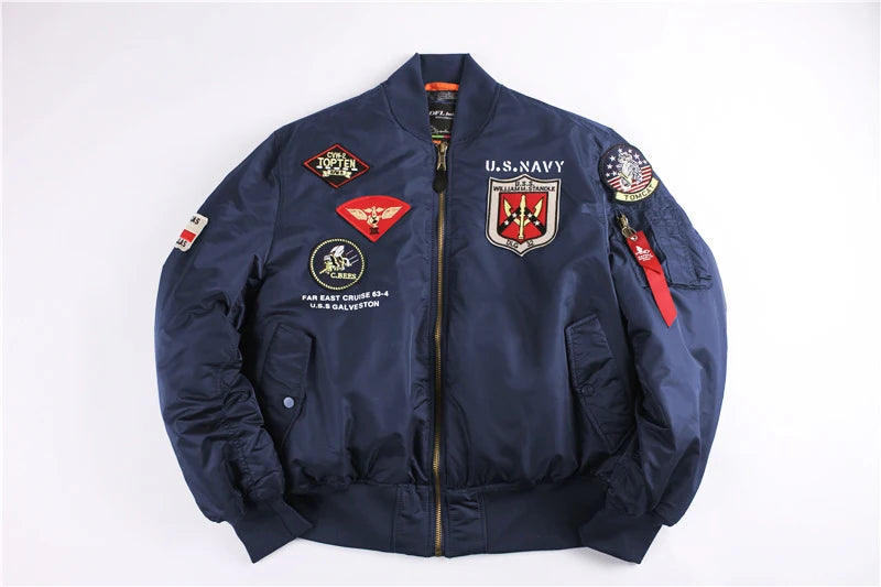 2025 Winter Top Gun Bomber Flight Jacket Windproof Water Resistant MA-1 Air Force Army Vintage Pilot Motorcycle Aviator Varsity