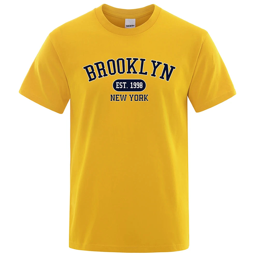 Brooklyn Est.1998 New York Letter Print T Shirts Man Women Casual Short Sleeve Breathable Fashion Tops Cotton Oversized T-Shirts