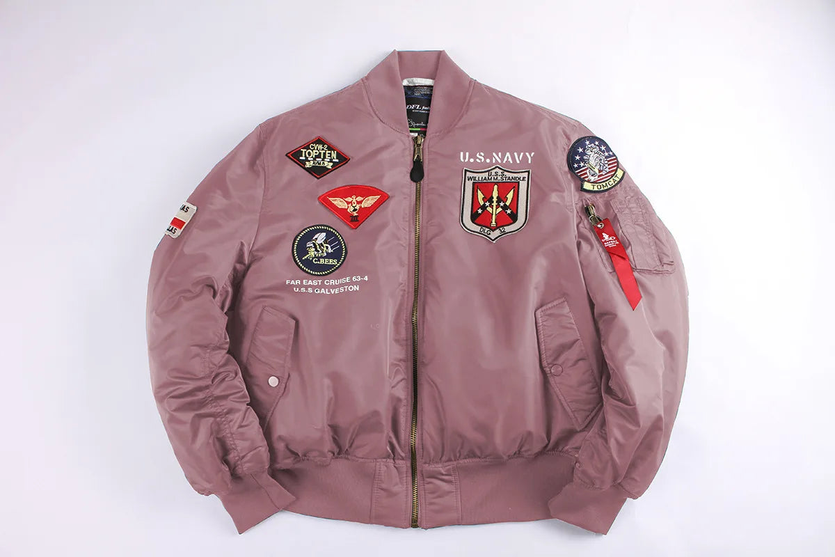 2025 Winter Top Gun Bomber Flight Jacket Windproof Water Resistant MA-1 Air Force Army Vintage Pilot Motorcycle Aviator Varsity