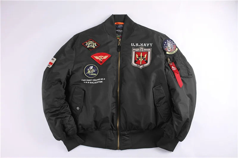2025 Winter Top Gun Bomber Flight Jacket Windproof Water Resistant MA-1 Air Force Army Vintage Pilot Motorcycle Aviator Varsity
