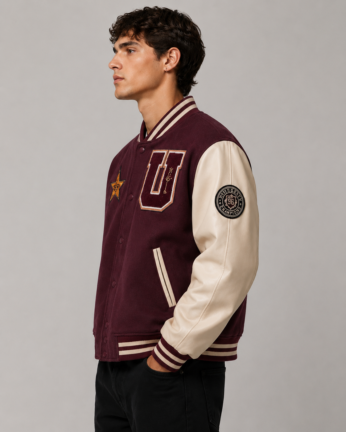 Daniel Jack – Burgundy Star "U" Premium Varsity Jacket