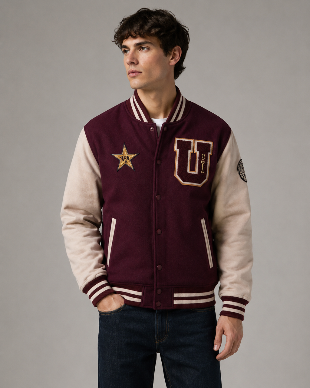 Daniel Jack – Burgundy Star "U" Premium Varsity Jacket