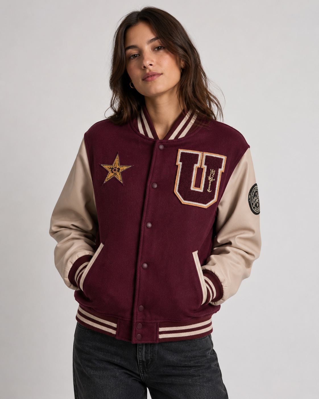 Daniel Jack – Burgundy Star "U" Premium Varsity Jacket