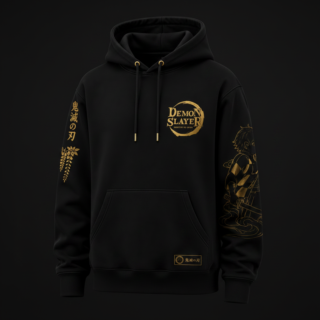 Demon Slayer Gold Hoodie angled view