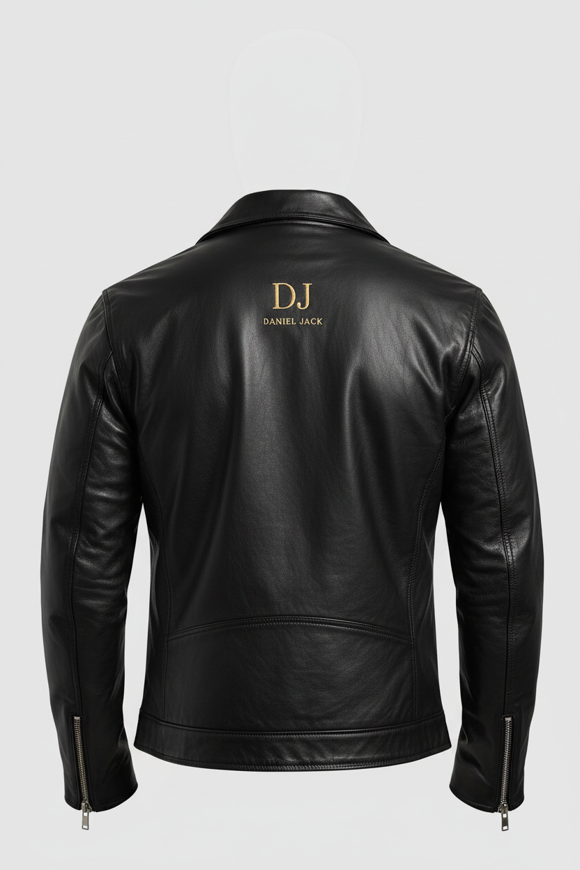 Daniel Jack Leather Biker Jacket Gold Edition - Back View