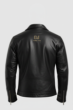Daniel Jack Leather Biker Jacket Gold Edition - Back View